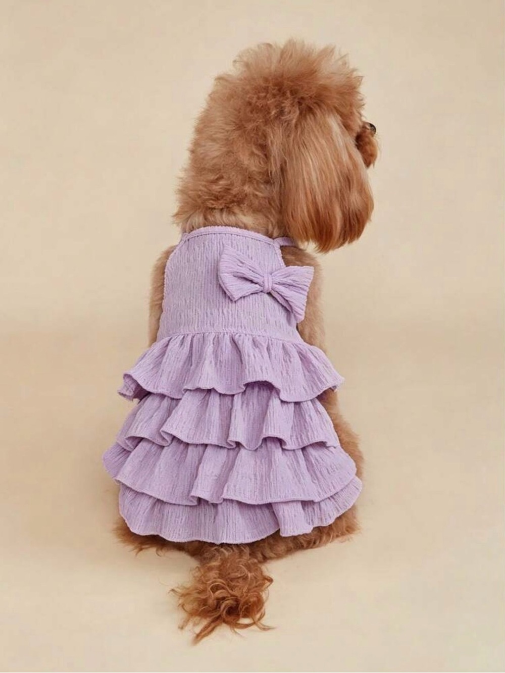Lilac Ruffled Tiered Girls' Dress with Bow - Kids Dresses